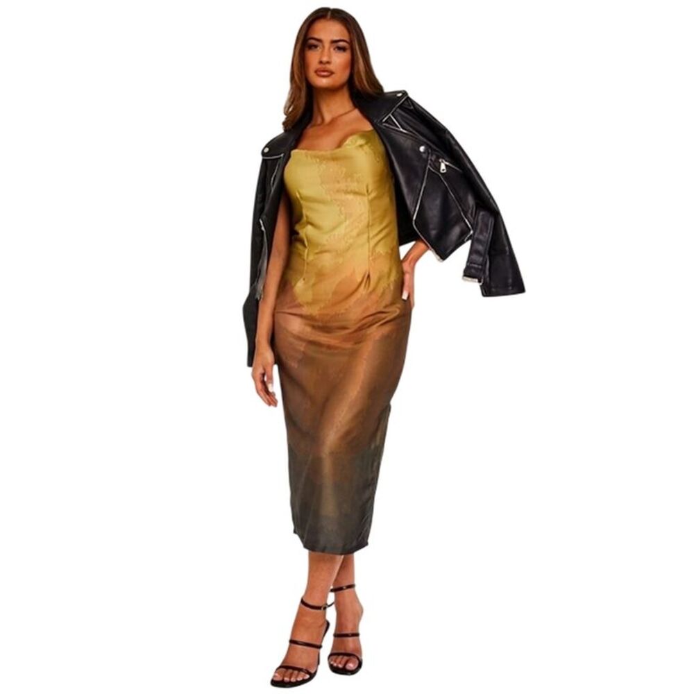 Missy Empire Womens/Ladies Ombre Satin Cowl Neck Midi Dress / Olive
